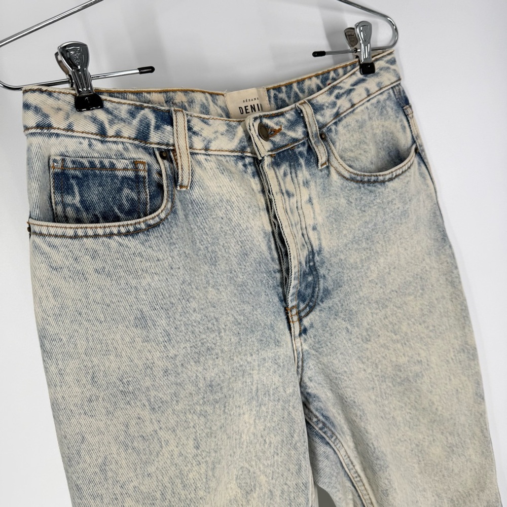 Sezane Jeans Womens Size 27 Acid Wash Cotton Denim Button Fly 26.5in Inseam - Picture 3 of 12